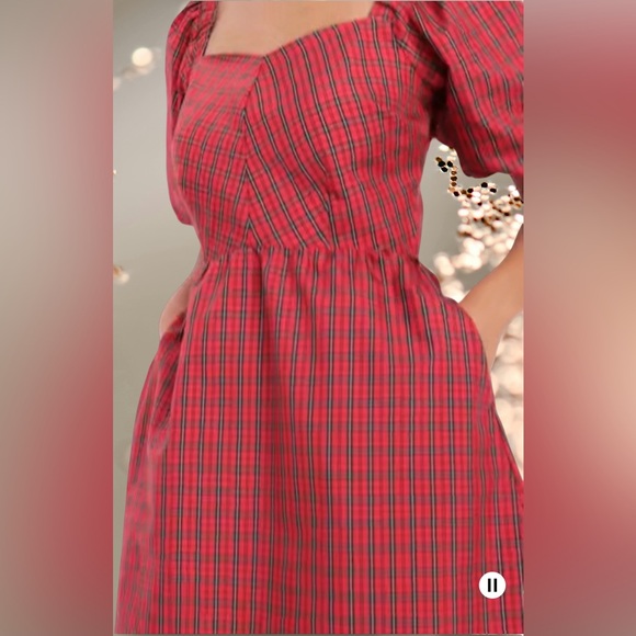 NWT Elegant Red Plaid Dress - Picture 12 of 16
